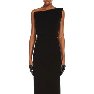 Sportmax Siberia Asymmetric Strapless Virgin Wool Blend Midi Dress